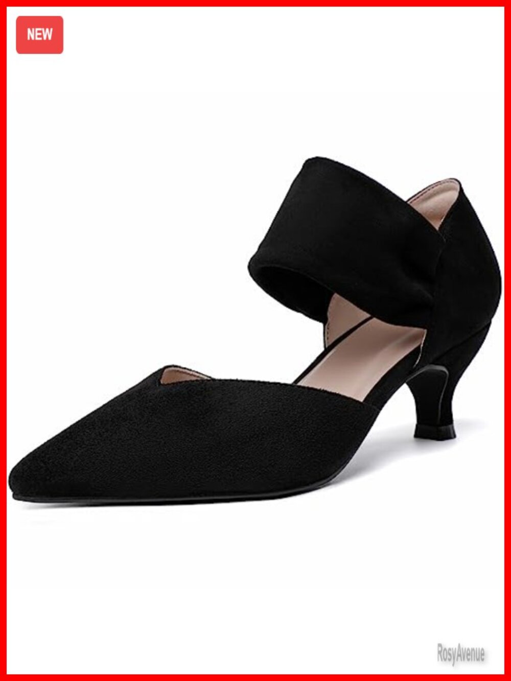 Kitten Heels Pointed Toe Slip On Pumps Comfortable Low Heels Dressy Shoes